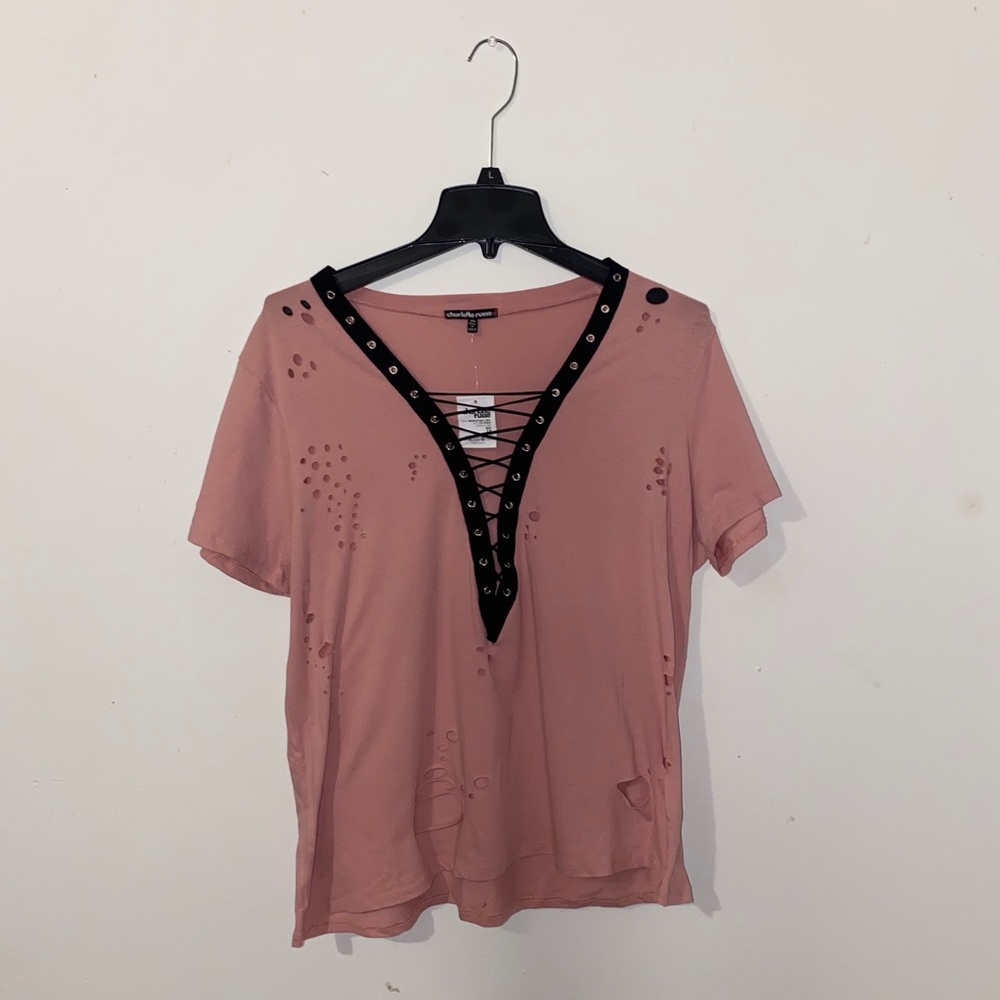 Charlotte Russe Pink Rocker Chic Shirt